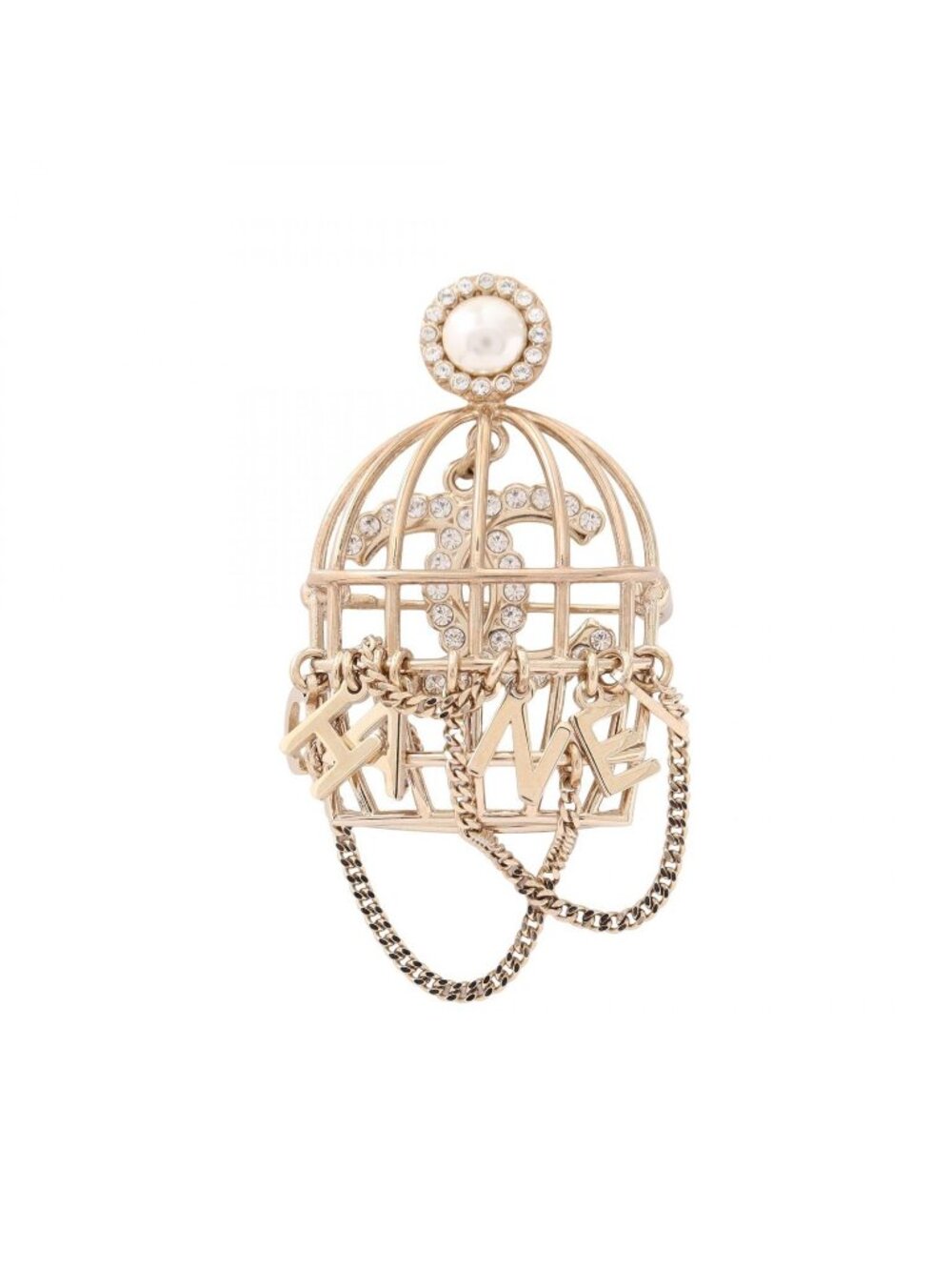 Chanel Brooch CC Logo Birdcage Motif Gold